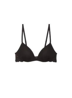 Fleur Du Mal Charlotte Lace Wireless Push Up Bra -Fleur du Mal Shop CharlotteLaceWirelessPlungePushUpBlackFlat