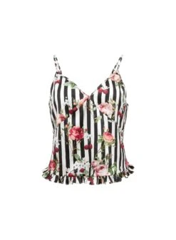 Fleur Du Mal Cherry Rose Ruffle Cami -Fleur du Mal Shop CherryRoseRuffleCami flat