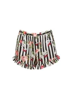 Fleur Du Mal Cherry Rose Ruffle Short -Fleur du Mal Shop CherryRoseRuffleShort flat