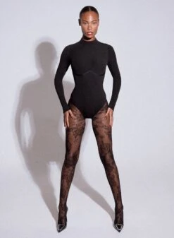 Fleur Du Mal Hourglass Rib Mockneck Long Sleeve Bodysuit