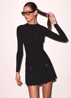 Fleur Du Mal Rib Long Sleeve Garter Top -Fleur du Mal Shop FDM 012424 10048full