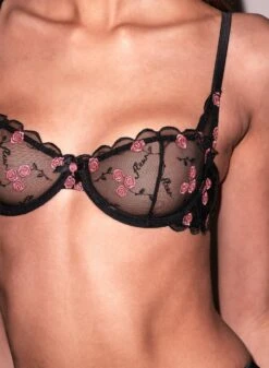 Fleur Du Mal Rose & Vine Embroidery Balconette Bra