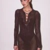 Fleur Du Mal Lace Pointelle Long Sleeve Dress -Fleur du Mal Shop FDM 020524 9228 full