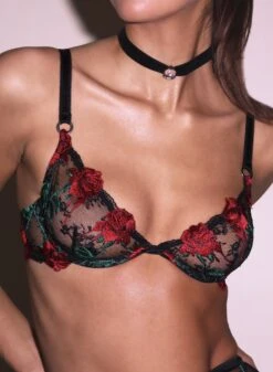 Fleur Du Mal Vampire Rose Embroidery Demi Bra