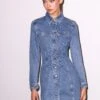 Fleur Du Mal Denim Shirt Dress -Fleur du Mal Shop FDM 041125 10539 full
