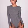 Fleur Du Mal Organic Cotton Long Sleeve T-Shirt Bodysuit -Fleur du Mal Shop FDM 041125 13656 full