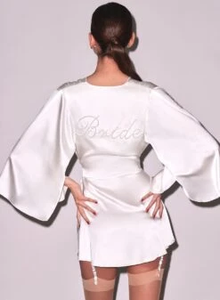 Fleur Du Mal Bride Embroidered Angel Sleeve Robe