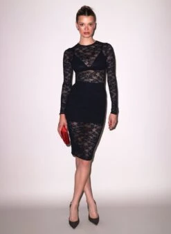 Fleur Du Mal Le Stretch Lace Long Sleeve Dress