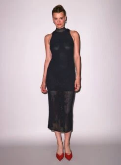 Fleur Du Mal Lace Pointelle Midi Racer Dress