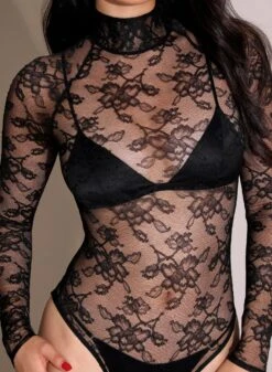 Fleur Du Mal High Neck Lace Bodysuit