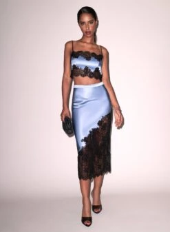 Fleur Du Mal Silk & Lace Scallop Midi Skirt -Fleur du Mal Shop FDM 072524 57829 full 1