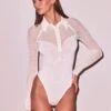 Fleur Du Mal Knit Mesh Collared Bodysuit -Fleur du Mal Shop FDM 102524 91081 full