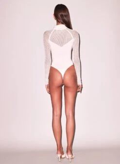 Fleur Du Mal Knit Mesh Collared Bodysuit -Fleur du Mal Shop FDM 102524 91125 full