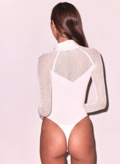 Fleur Du Mal Knit Mesh Collared Bodysuit -Fleur du Mal Shop FDM 102524 91133 full