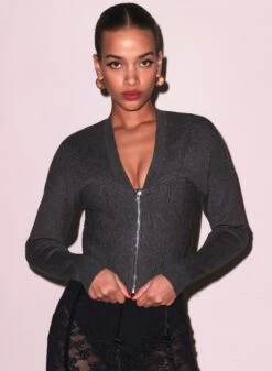 Fleur Du Mal Knit Zip Bustier Cardigan