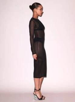 Fleur Du Mal Mesh Long Sleeve Midi Dress -Fleur du Mal Shop FDM 112124 108938 full