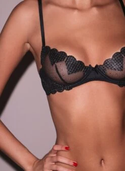 Fleur Du Mal Heart Embroidery Demi Bra