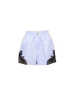 Fleur Du Mal Poplin Boxer Short -Fleur du Mal Shop LacePoplinBoxerIceBlueFlat