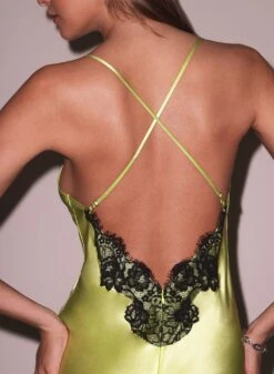 Fleur Du Mal Open Back Maxi Slip Dress -Fleur du Mal Shop Open Back Maxi Slip Dress lime 6