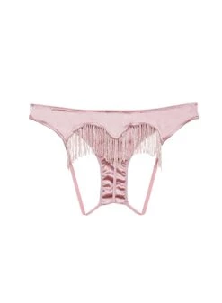 Fleur Du Mal Beaded Fringe Ouvert Heart Shaped Panty -Fleur du Mal Shop beaded fringe panty flat