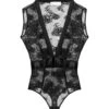 Fleur Du Mal Bouquet Lace Deep V Bodysuit -Fleur du Mal Shop bouquetdeepvbsflat1