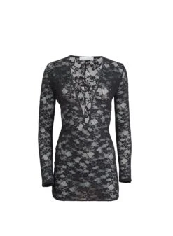 Fleur Du Mal Le Stretch Lace Plunge Mini Dress -Fleur du Mal Shop dressflat
