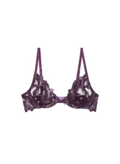 Fleur Du Mal Lily Embroidery Plunge Demi Bra 11 Fleur Du Mal Lily Embroidery Plunge Demi Bra -Fleur du Mal Shop foil lily bra flat