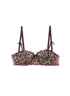 Fleur Du Mal Leopard Embroidery Balconette Bra -Fleur du Mal Shop leopard bra flat
